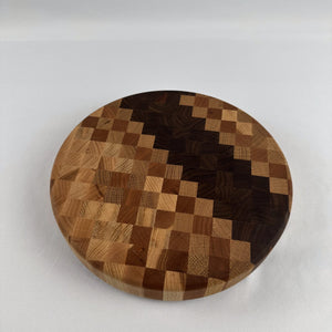 10" Round Cutting Board - White Oak, Cherry, Hickory, Maple and Walnut Hardwood End Grain Butcher Block image 0