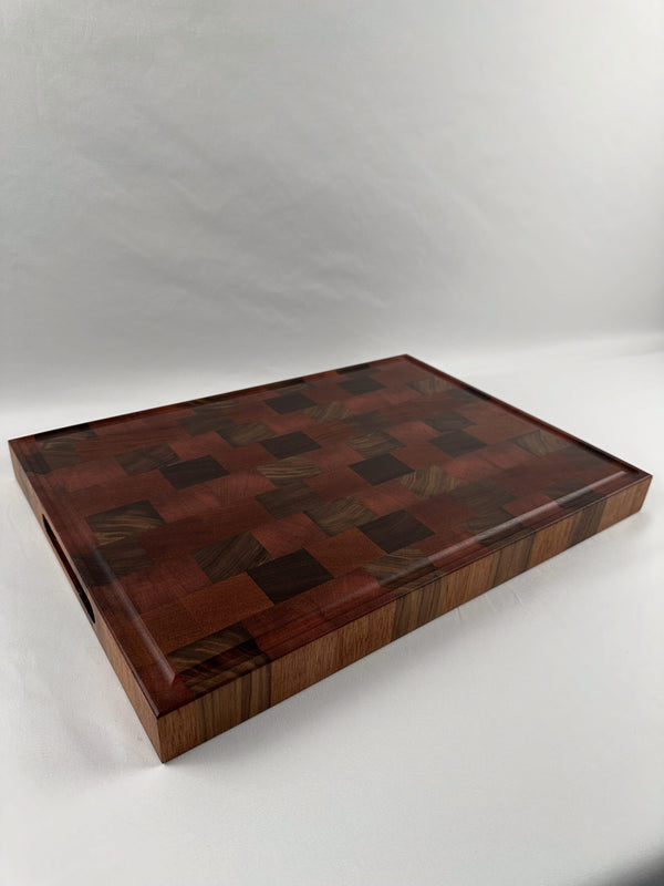 Cedar Size Cutting Board - Walnut and Mahogany Hardwood End Grain Butcher Block image 0