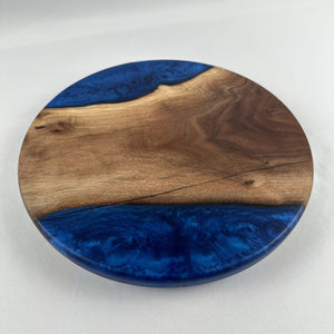 12" Round Walnut & Blue Orchid Epoxy Lazy Susan image 0