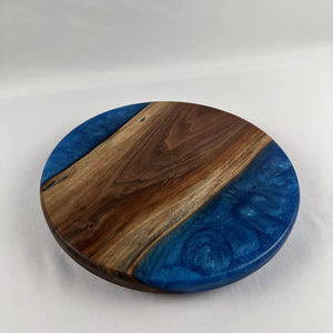 12" Round Walnut & Umi Blue Epoxy Lazy Susan image 0