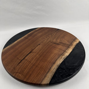 18" Round Walnut & Ninja Black Epoxy Lazy Susan image 0