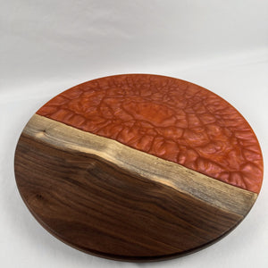 18"Round Walnut & Scarlet Epoxy Lazy Susan image 0
