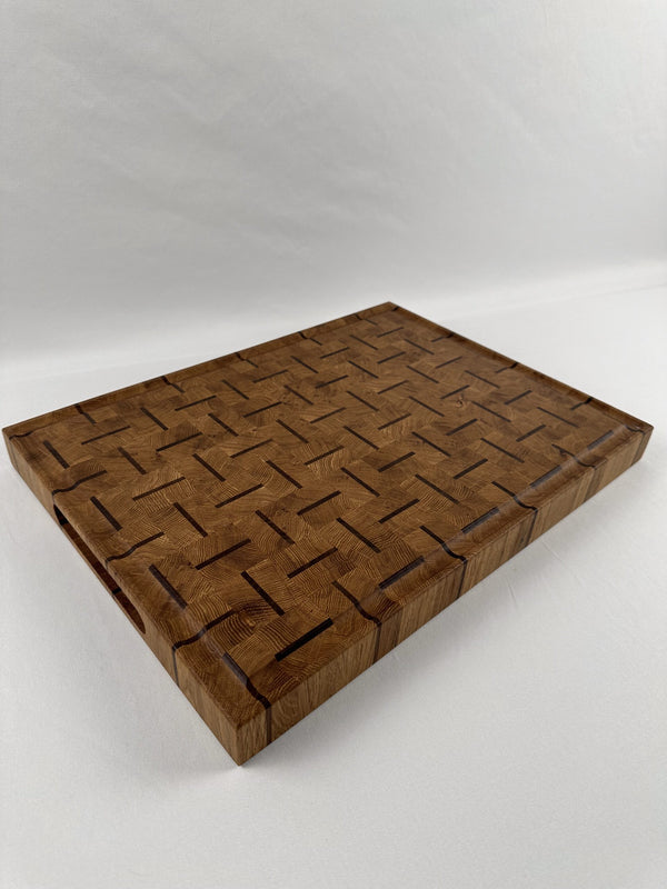 Chestnut Size Cutting Board - White Oak and Maple Hardwood End Grain Butcher Block image 0