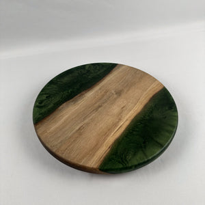 12" Round Walnut & Bonsai Green Epoxy Lazy Susan image 0