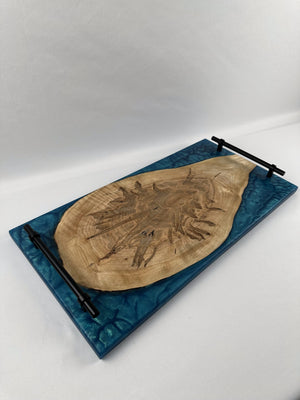Ambrosia Maple & Okinawa Blue Epoxy Serving Tray image 0