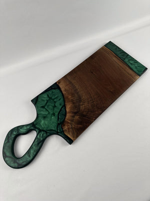 Walnut & Dark Ocean Green Epoxy Charcuterie Board image 0
